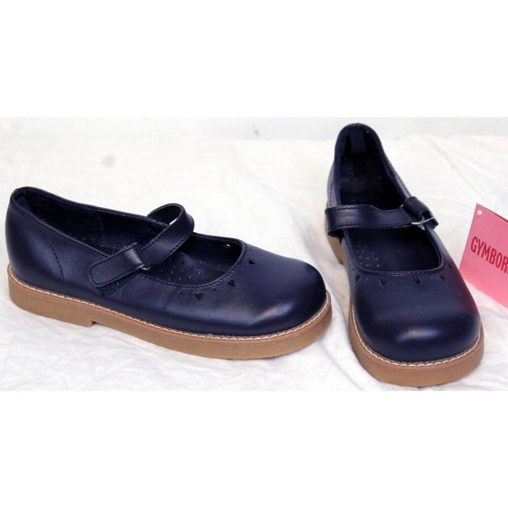 2006/7 Gymboree Bon Voyage Dress Shoes sz 3 Heart Cut outs Navy Blue Mary Janes